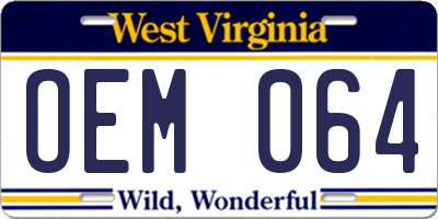 WV license plate OEM064