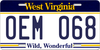 WV license plate OEM068