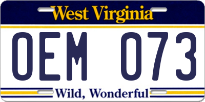 WV license plate OEM073