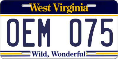 WV license plate OEM075