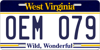 WV license plate OEM079