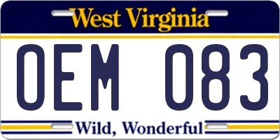 WV license plate OEM083