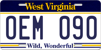 WV license plate OEM090