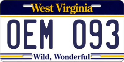 WV license plate OEM093