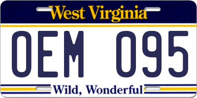 WV license plate OEM095