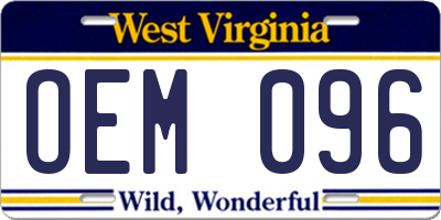 WV license plate OEM096