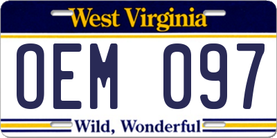 WV license plate OEM097