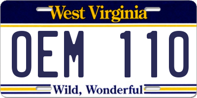 WV license plate OEM110