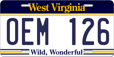 WV license plate OEM126