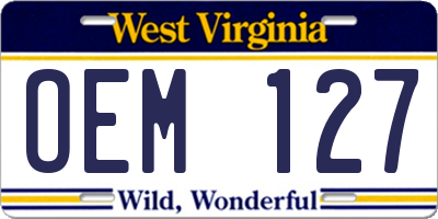WV license plate OEM127