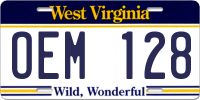 WV license plate OEM128