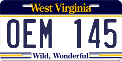 WV license plate OEM145