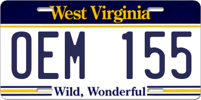 WV license plate OEM155