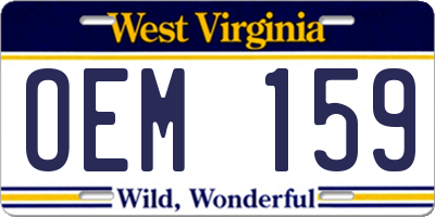 WV license plate OEM159