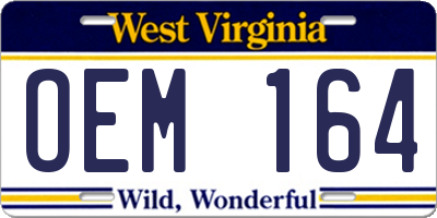 WV license plate OEM164
