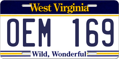 WV license plate OEM169