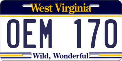 WV license plate OEM170