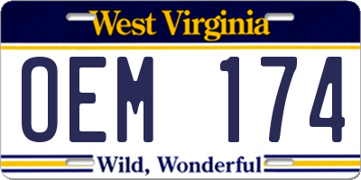 WV license plate OEM174