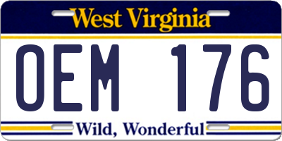 WV license plate OEM176