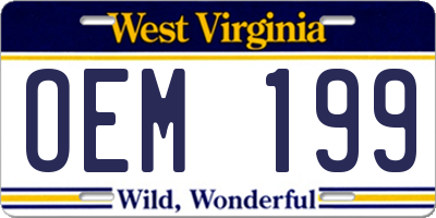 WV license plate OEM199
