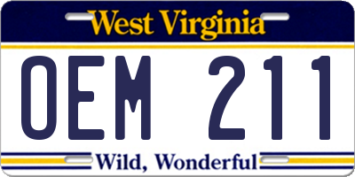 WV license plate OEM211