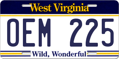 WV license plate OEM225