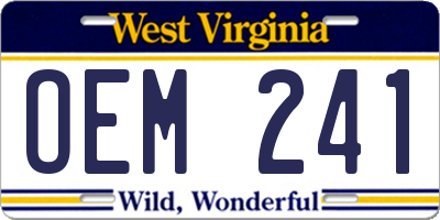 WV license plate OEM241