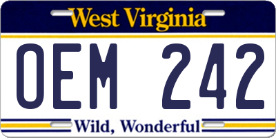 WV license plate OEM242