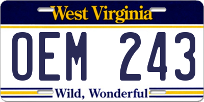 WV license plate OEM243