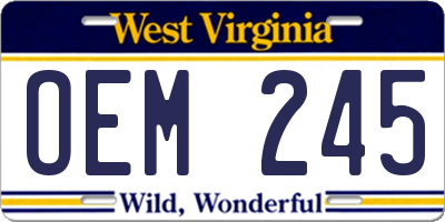 WV license plate OEM245