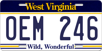 WV license plate OEM246