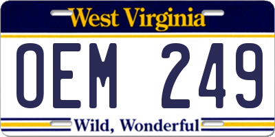 WV license plate OEM249