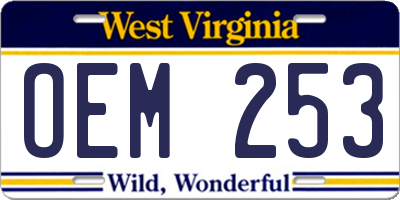 WV license plate OEM253