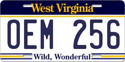 WV license plate OEM256