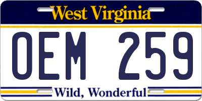 WV license plate OEM259