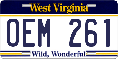WV license plate OEM261
