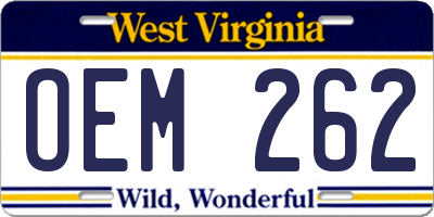 WV license plate OEM262