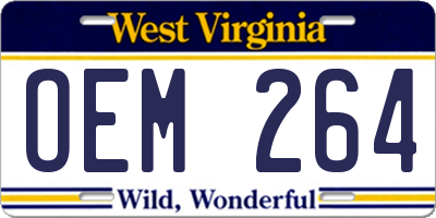WV license plate OEM264