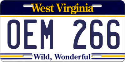 WV license plate OEM266