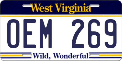 WV license plate OEM269