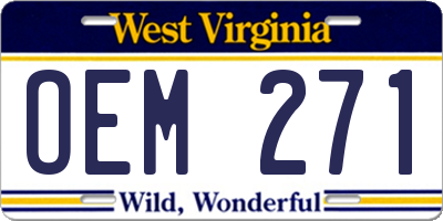 WV license plate OEM271