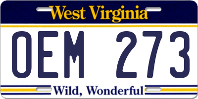 WV license plate OEM273