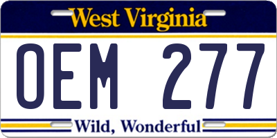 WV license plate OEM277