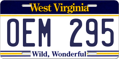 WV license plate OEM295
