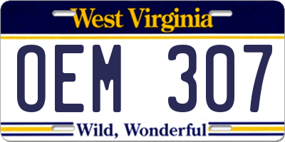 WV license plate OEM307