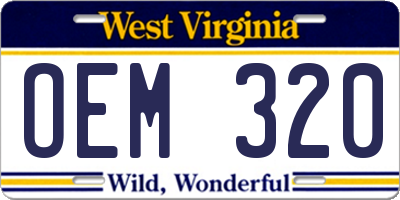 WV license plate OEM320