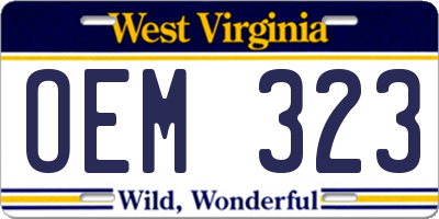 WV license plate OEM323