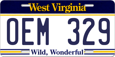 WV license plate OEM329