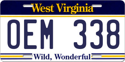 WV license plate OEM338