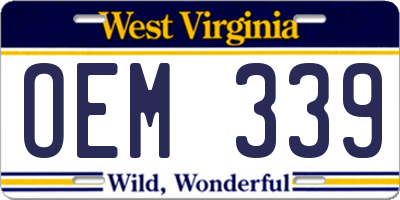 WV license plate OEM339
